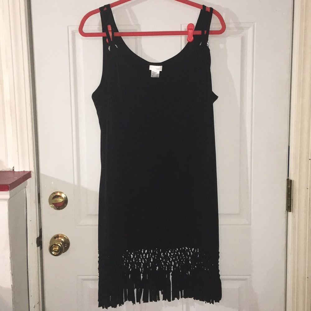 New  SZ M Sexy Black Fringe & Crochet  cover up